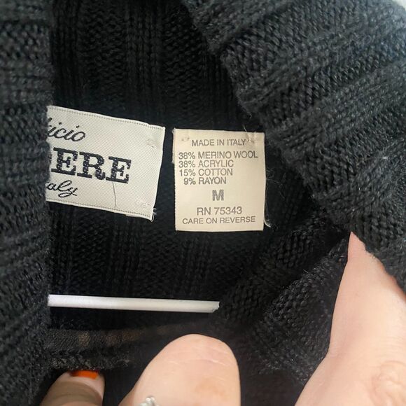 Vintage Maglificio Belvedere Wool Blend Faux Fur Turtleneck Sweater M - Picture 5 of 6